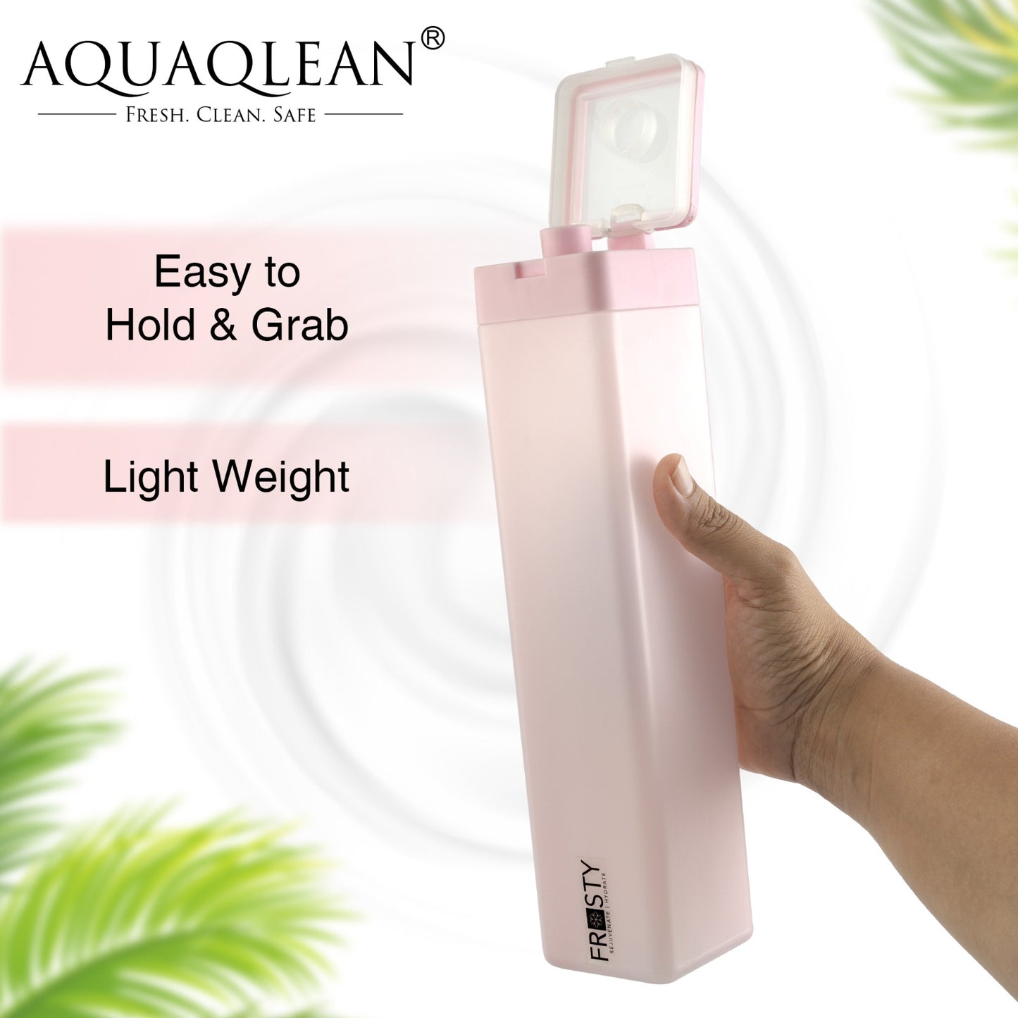 AQ India's 1st Square Flip Cap Bottle with Handle I 1000ml (6pcs Gift Set) I Food Grade & Reusable
