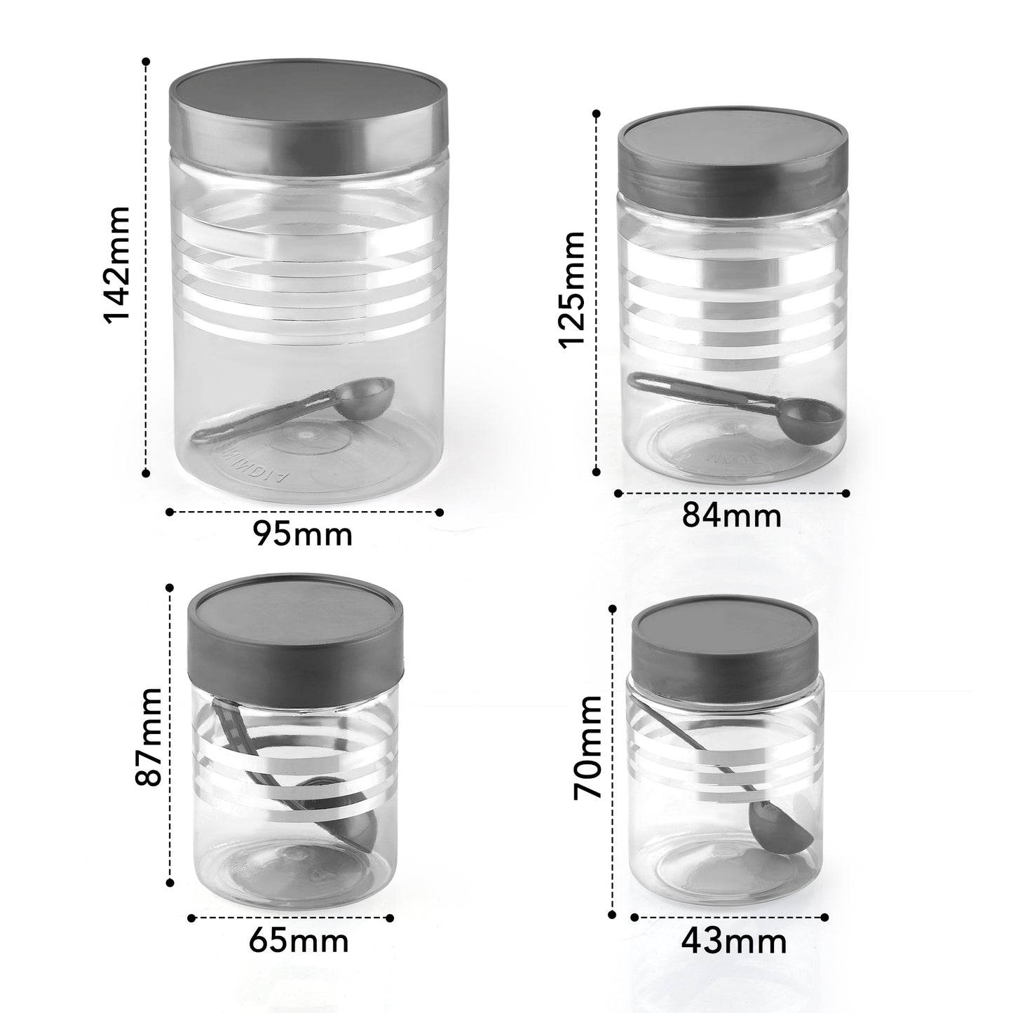 FreshStore Airtight Plastic Jar Set with Spoon – Transparent, Stackable, BPA Free Kitchen Storage Container SL 24PCS