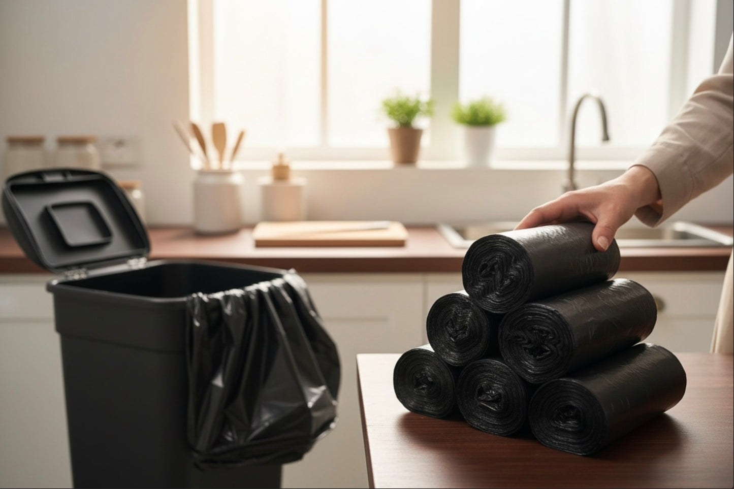 DumpEase Black Garbage Bags – 180 Bags, Heavy Duty Dustbin Liner for Kitchen, Office & Home Waste