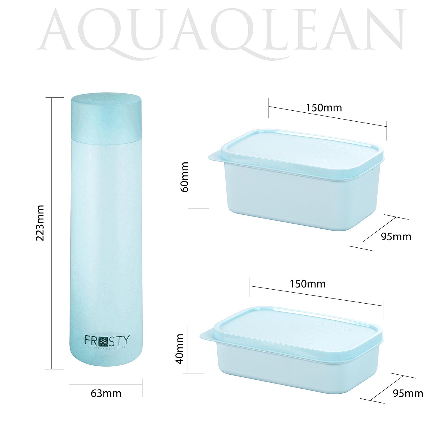 AQUAQLEAN Exquisite Lunch Box with Bag, 4 Food Grade Plastic Containers + 1 Water Bottle, Light Weight | Microwave Safe | Easy to Carry | Leak Proof I (Grey)AQUAQLEAN STOREFRONT