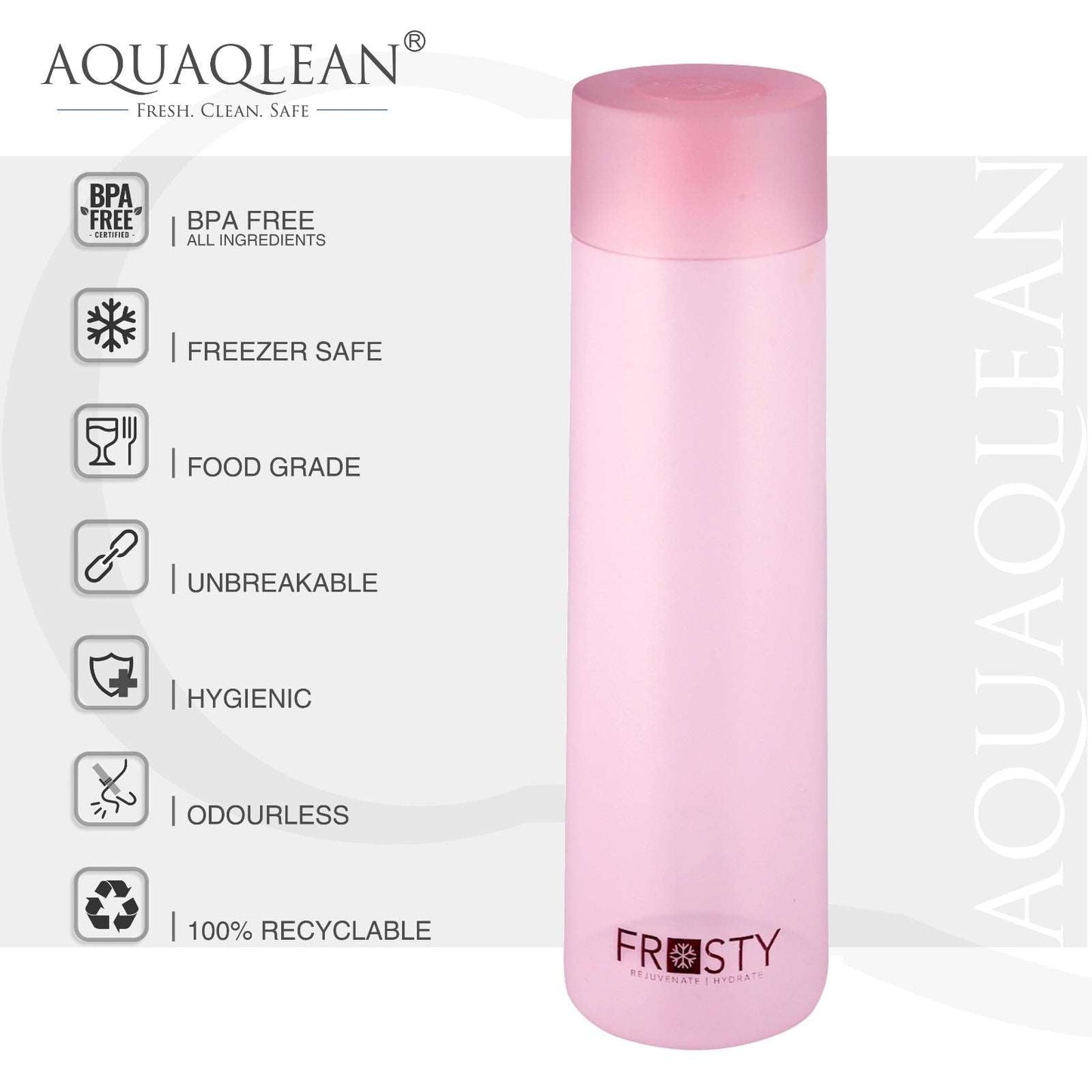 Aquaqlean Frosty 500ml Plastic Water Bottle Gift Set (Pack. of 6 Pieces, 500ml, Multicolour) II Food Grade II Slim & Light WeightAQUAQLEAN STOREFRONT