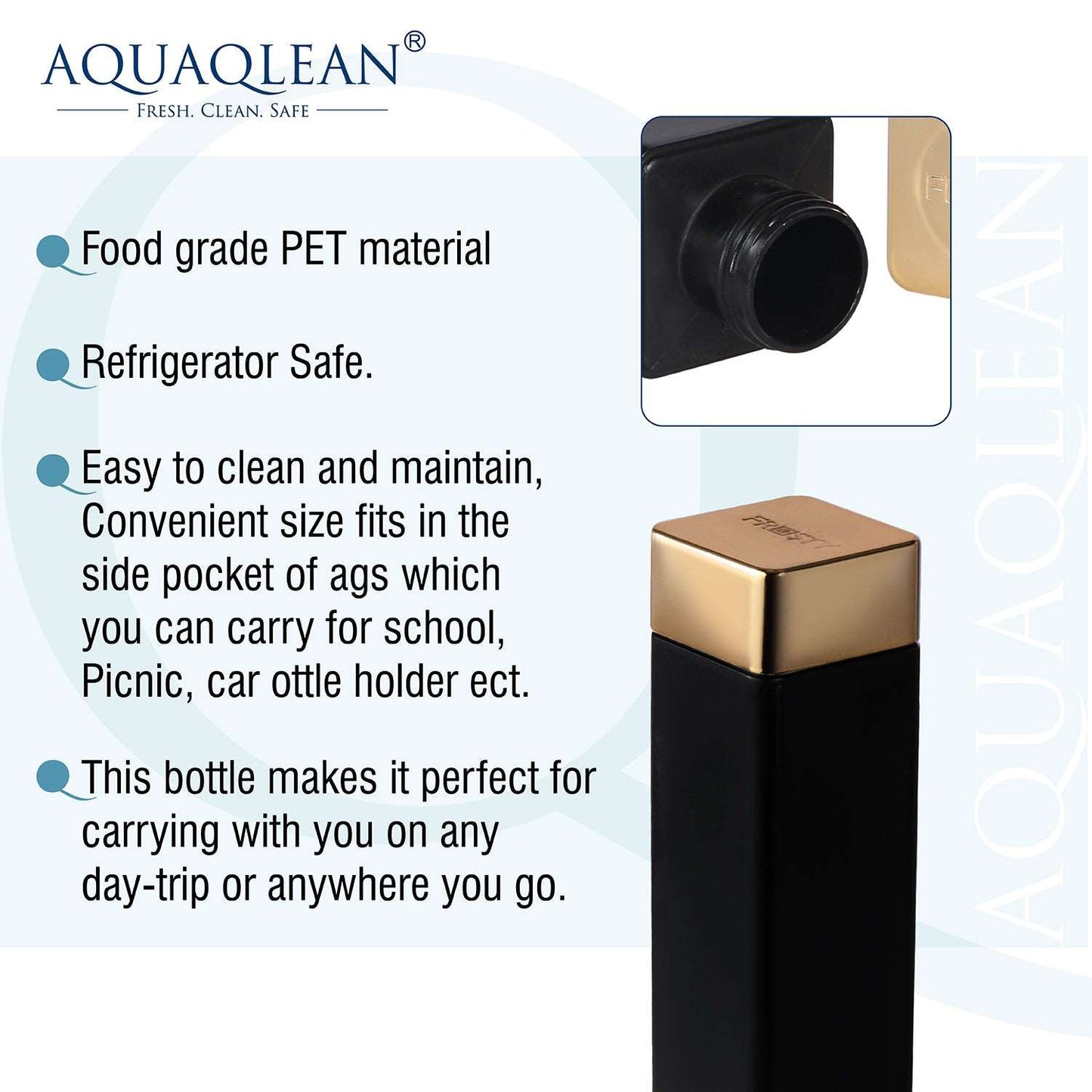 Aquaqlean Frosty 950ml - Classy Cap Plastic Bottle - Black - Gold II 1 Pcs PackAQUAQLEAN STOREFRONT