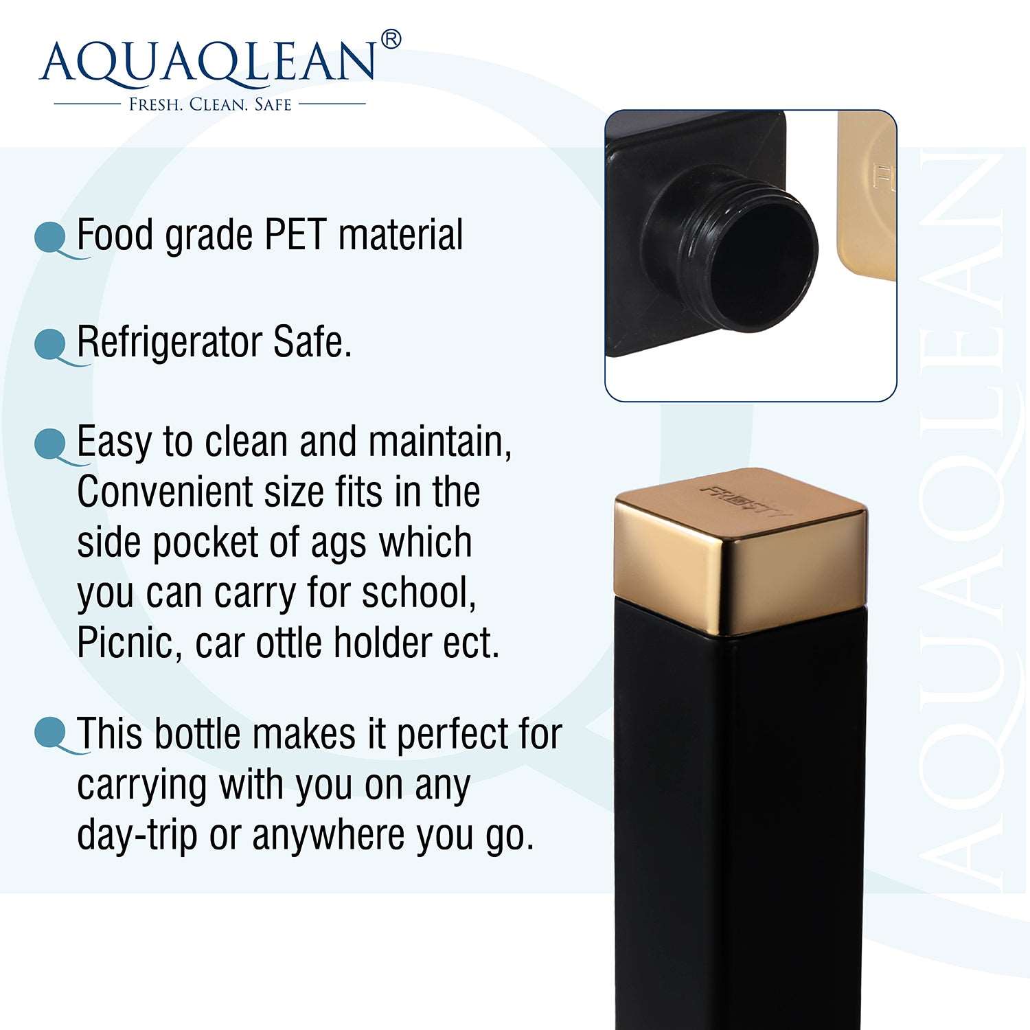 Aquaqlean Frosty 950ml - Classy Cap Plastic Bottle - Black - Gold II 1 Pcs PackAQUAQLEAN STOREFRONT