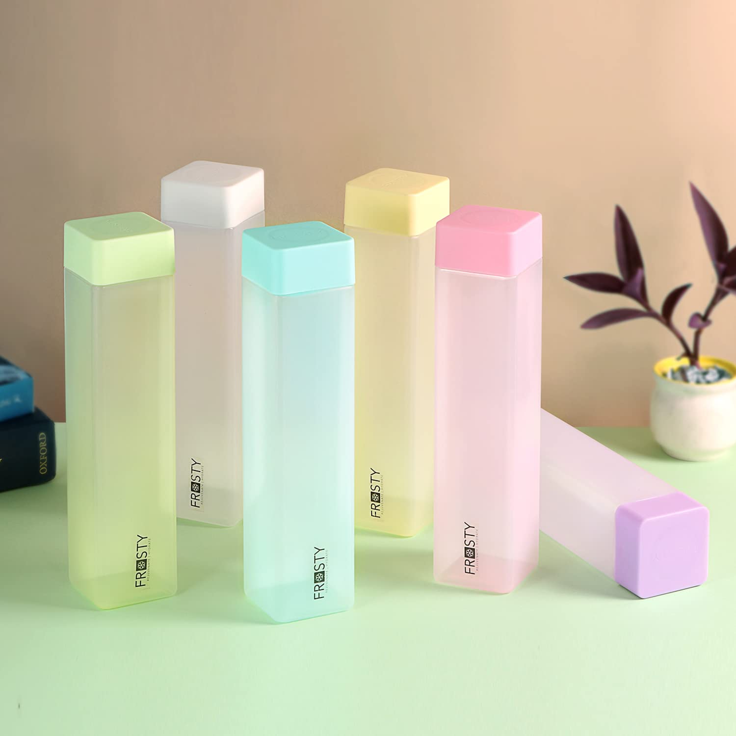 Aquaqlean Frosty Plastic Fridge Water Bottle - NEON (Multicolor 6 pcs set) I Food Grade I Gift Set I Gym Use I Office Use I Home UseAQUAQLEAN STOREFRONT