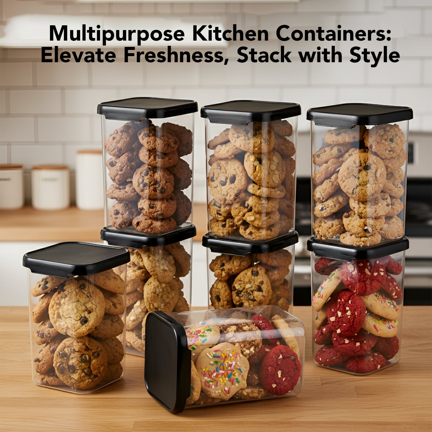 SealPro Airtight Square Container with Scoop – Silicone Lid, BPA Free, Freezer & Dishwasher Safe Kitchen Storage Box