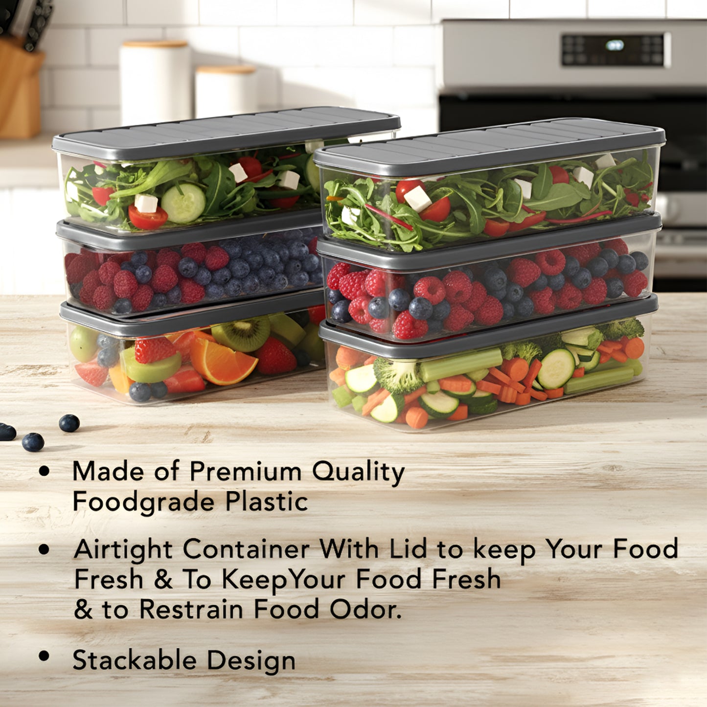 FreshTray Fridge Organiser Box with Drain Basket & Lid – BPA Free, Stackable, Freezer Safe Vegetable Storage Container. (Copy)