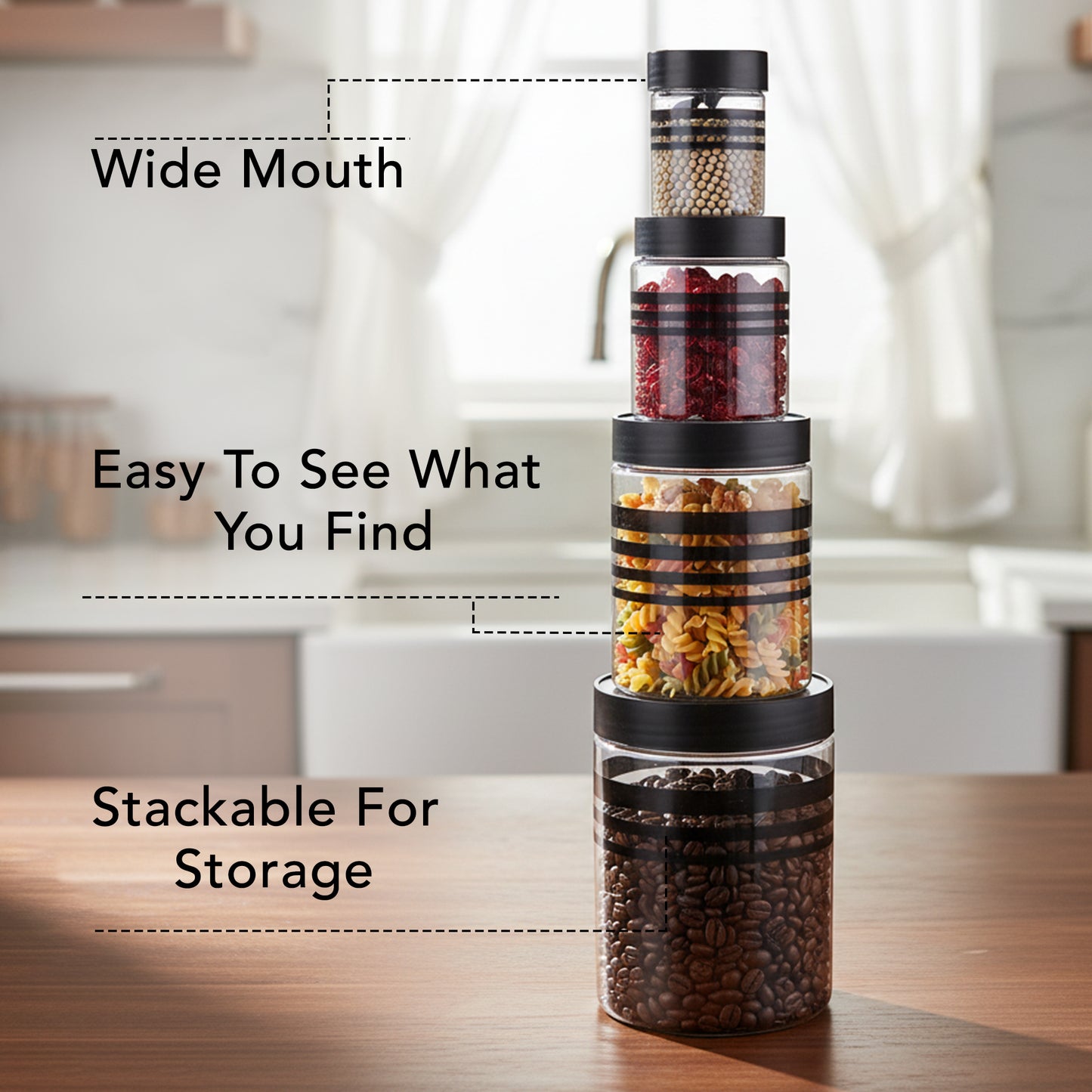 StackFresh Airtight Round Container Set, Transparent, BPA Free, Fridge & Freezer Safe Kitchen Storage Dabba BL 24PC
