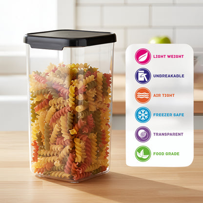 SealPro Airtight Square Container with Scoop – Silicone Lid, BPA Free, Freezer & Dishwasher Safe Kitchen Storage Box