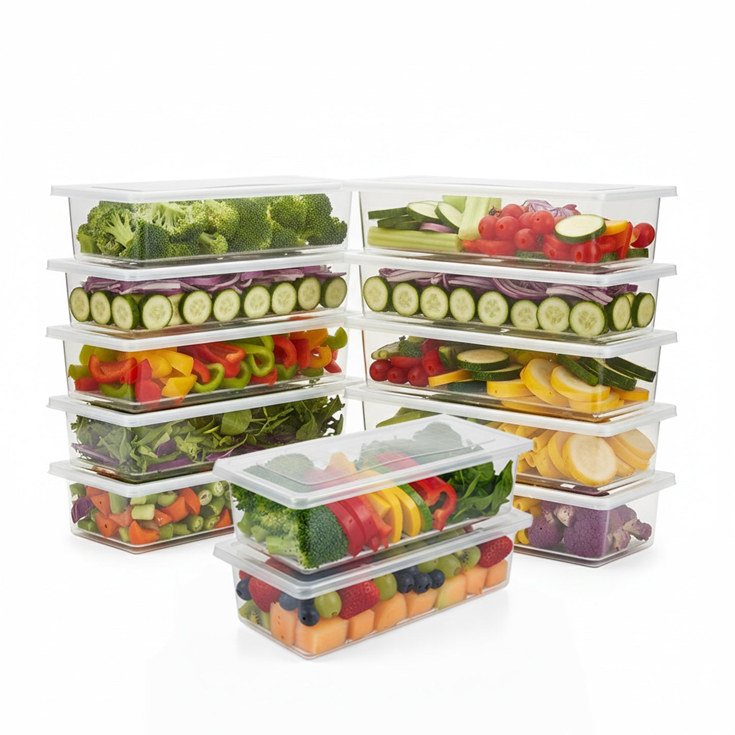 FreshTray Fridge Organiser Box with Drain Basket & Lid – BPA Free, Stackable, Freezer Safe Vegetable Storage Container.