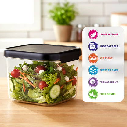 SealPro Airtight Square Container with Scoop – Silicone Lid, BPA Free, Freezer & Dishwasher Safe Kitchen Storage Box