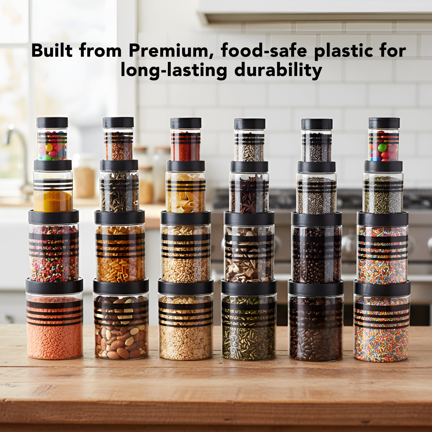 StackFresh Airtight Round Container Set, Transparent, BPA Free, Fridge & Freezer Safe Kitchen Storage Dabba BL 24PC