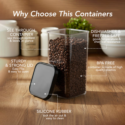 SealPro Airtight Square Container with Scoop – Silicone Lid, BPA Free, Freezer & Dishwasher Safe Kitchen Storage Box