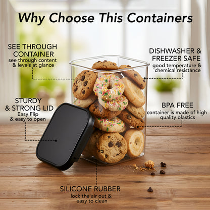 SealPro Airtight Square Container with Scoop – Silicone Lid, BPA Free, Freezer & Dishwasher Safe Kitchen Storage Box