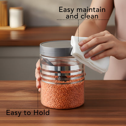 FreshStore Airtight Plastic Jar Set with Spoon – Transparent, Stackable, BPA Free Kitchen Storage Container SL 12pc