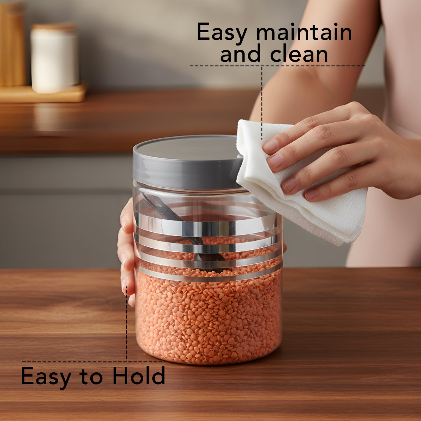 FreshStore Airtight Plastic Jar Set with Spoon – Transparent, Stackable, BPA Free Kitchen Storage Container SL 18PCS