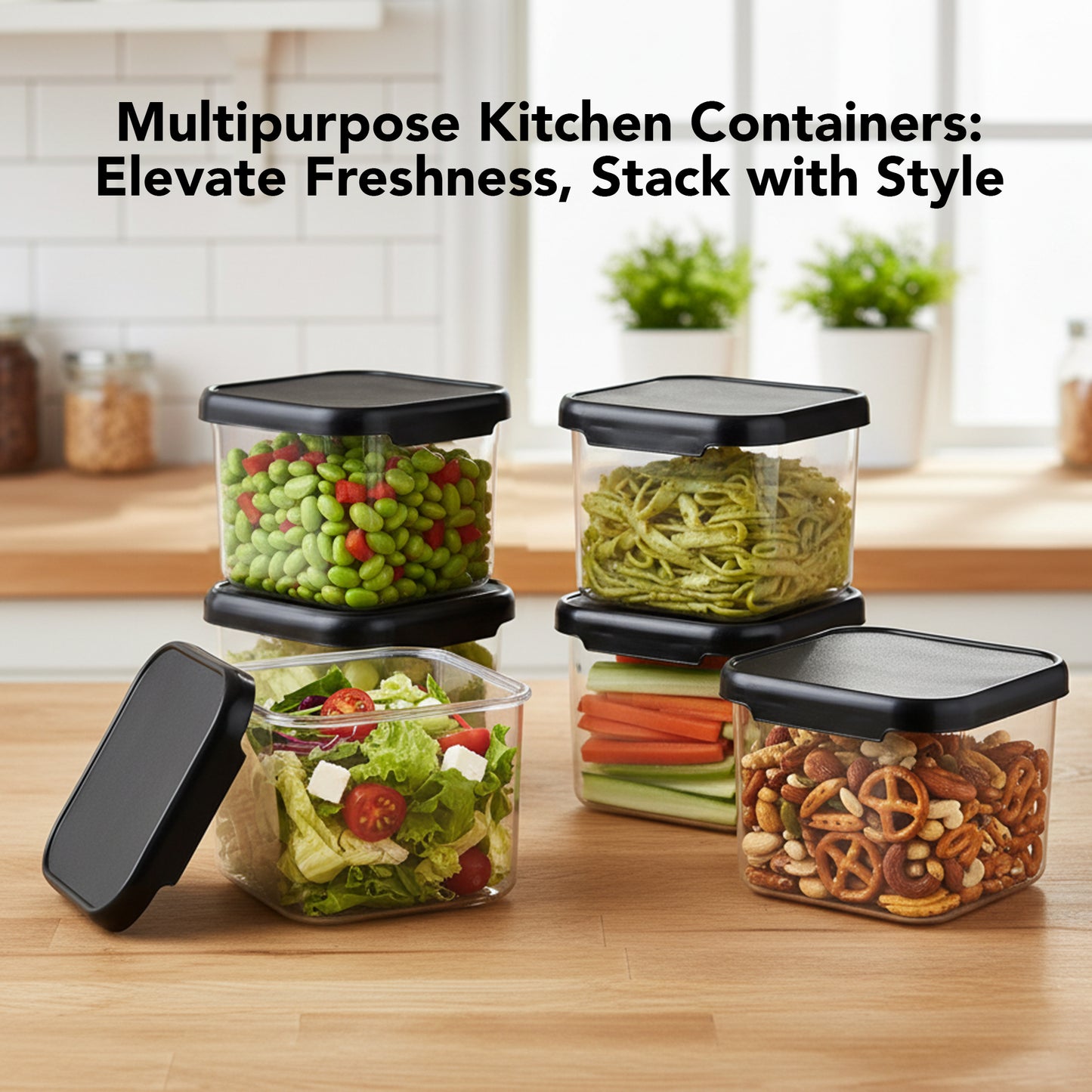 SealPro Airtight Square Container with Scoop – Silicone Lid, BPA Free, Freezer & Dishwasher Safe Kitchen Storage Box