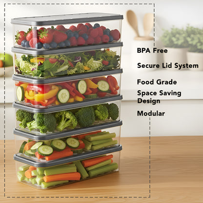 FreshTray Fridge Organiser Box with Drain Basket & Lid – BPA Free, Stackable, Freezer Safe Vegetable Storage Container. (Copy)