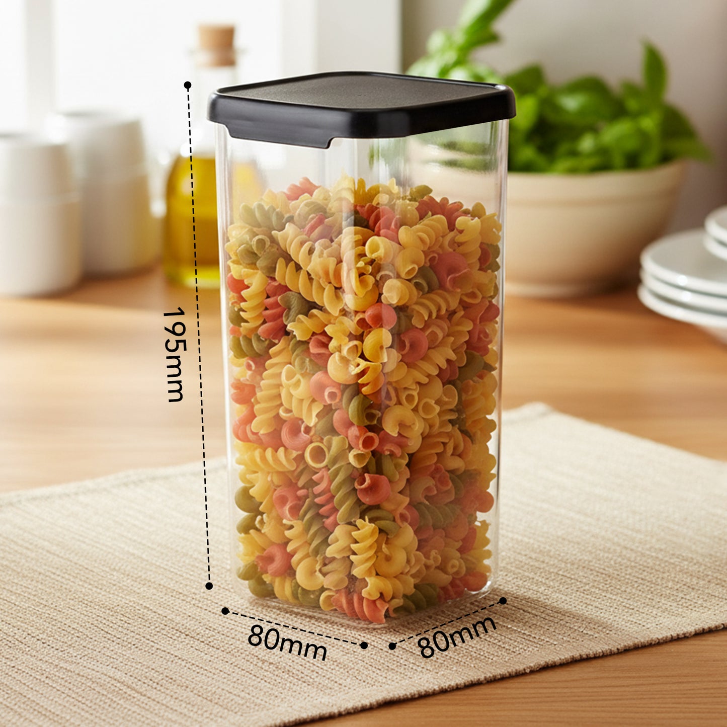 SealPro Airtight Square Container with Scoop – Silicone Lid, BPA Free, Freezer & Dishwasher Safe Kitchen Storage Box