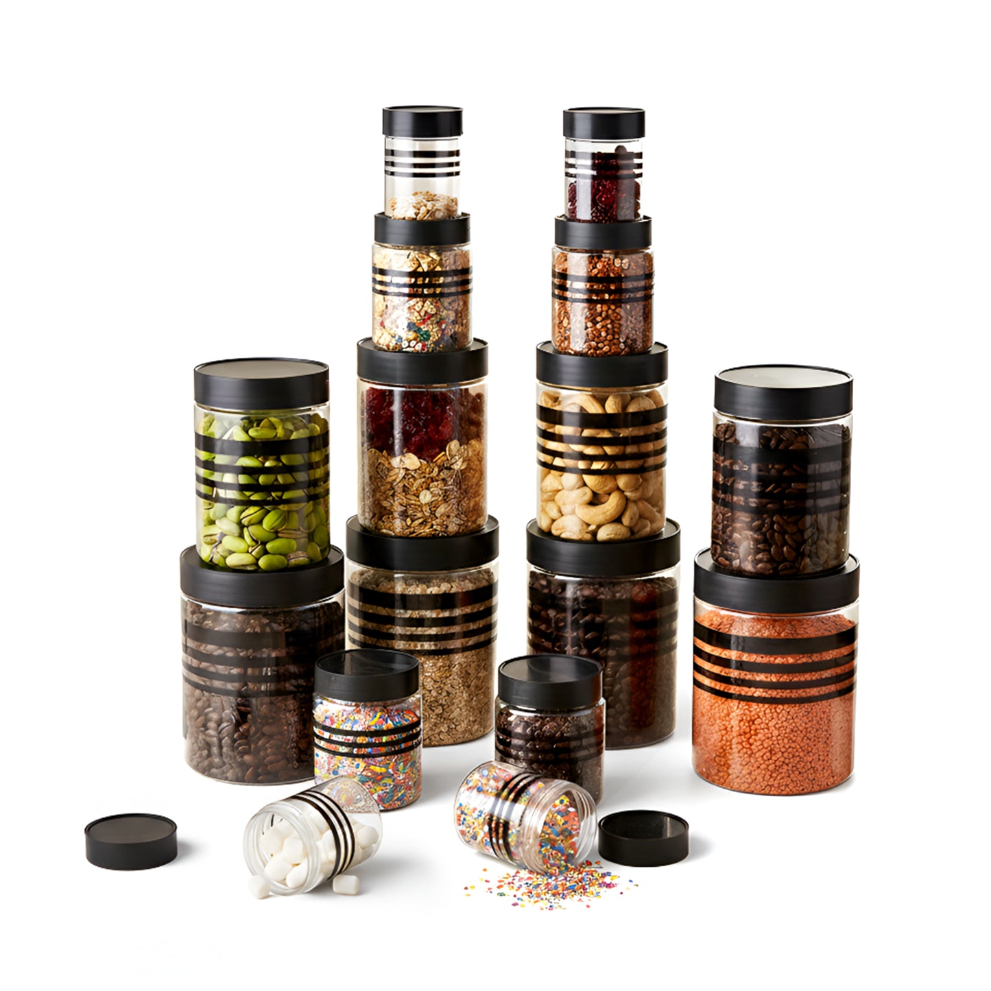 StackFresh Airtight Round Container Set, Transparent, BPA Free, Fridge & Freezer Safe Kitchen Storage Dabba BL 16PC
