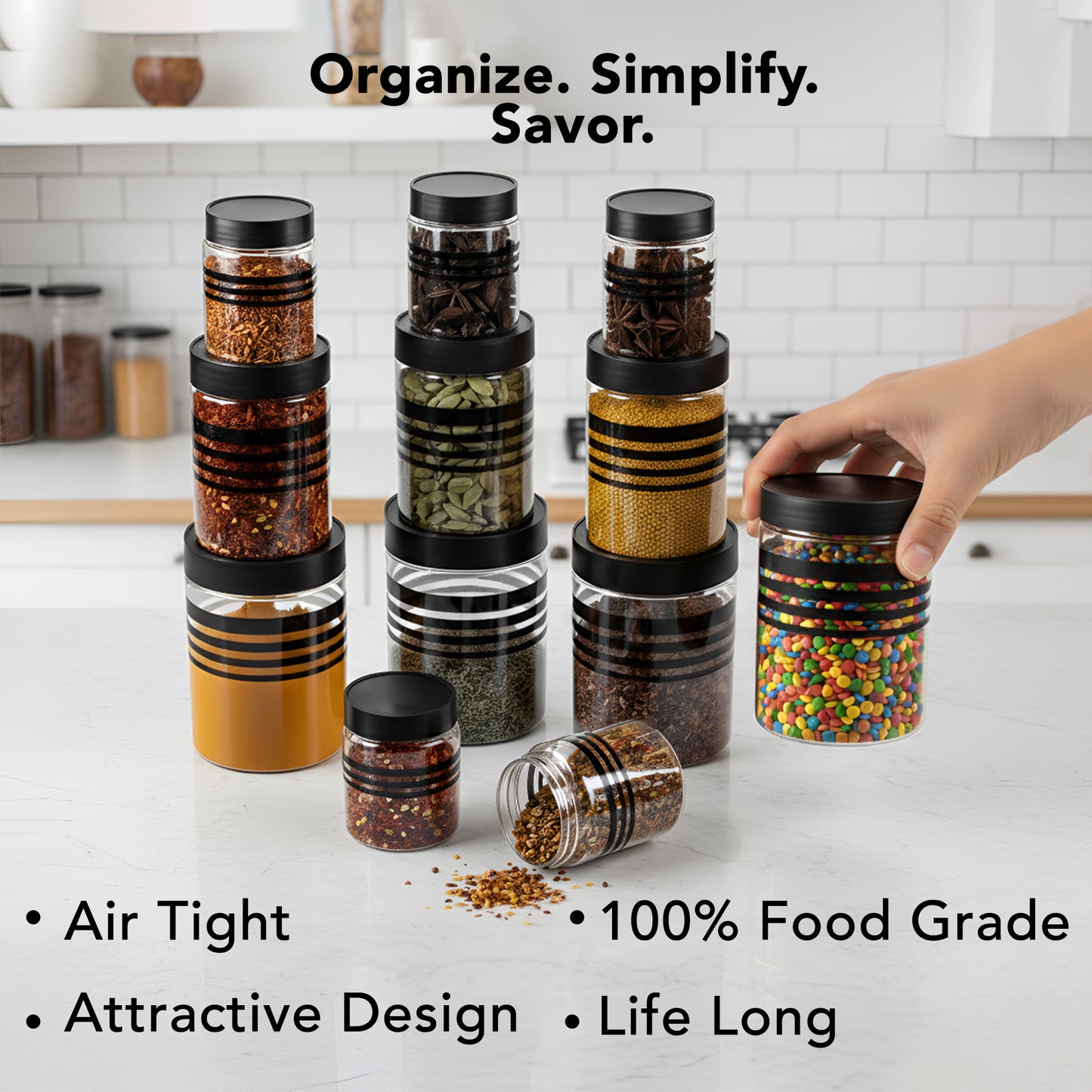 StackFresh Airtight Round Container Set, Transparent, BPA Free, Fridge & Freezer Safe Kitchen Storage Dabba BL 12PC