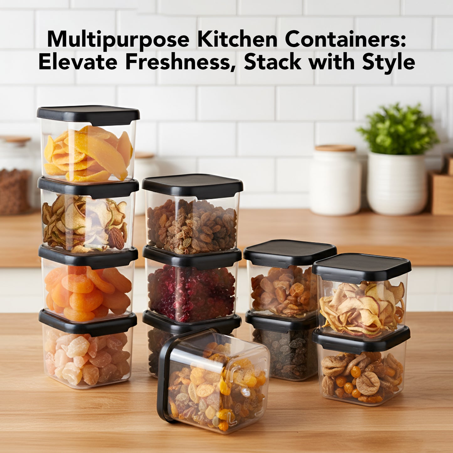 SealPro Airtight Square Container with Scoop – Silicone Lid, BPA Free, Freezer & Dishwasher Safe Kitchen Storage Box