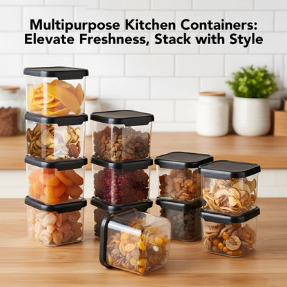 SealPro Airtight Square Container with Scoop – Silicone Lid, BPA Free, Freezer & Dishwasher Safe Kitchen Storage Box
