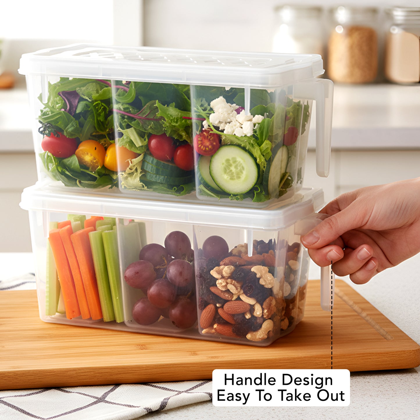 FreshGrid 5L Airtight Multi-Section Container – 6 Compartment Fridge Organiser, BPA Free, Freezer Safe Kitchen Storage Box