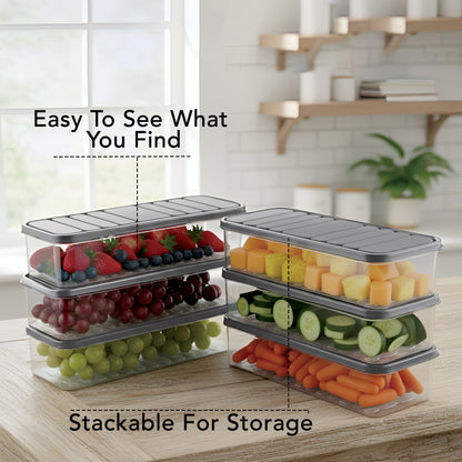 FreshTray Fridge Organiser Box with Drain Basket & Lid – BPA Free, Stackable, Freezer Safe Vegetable Storage Container. (Copy)