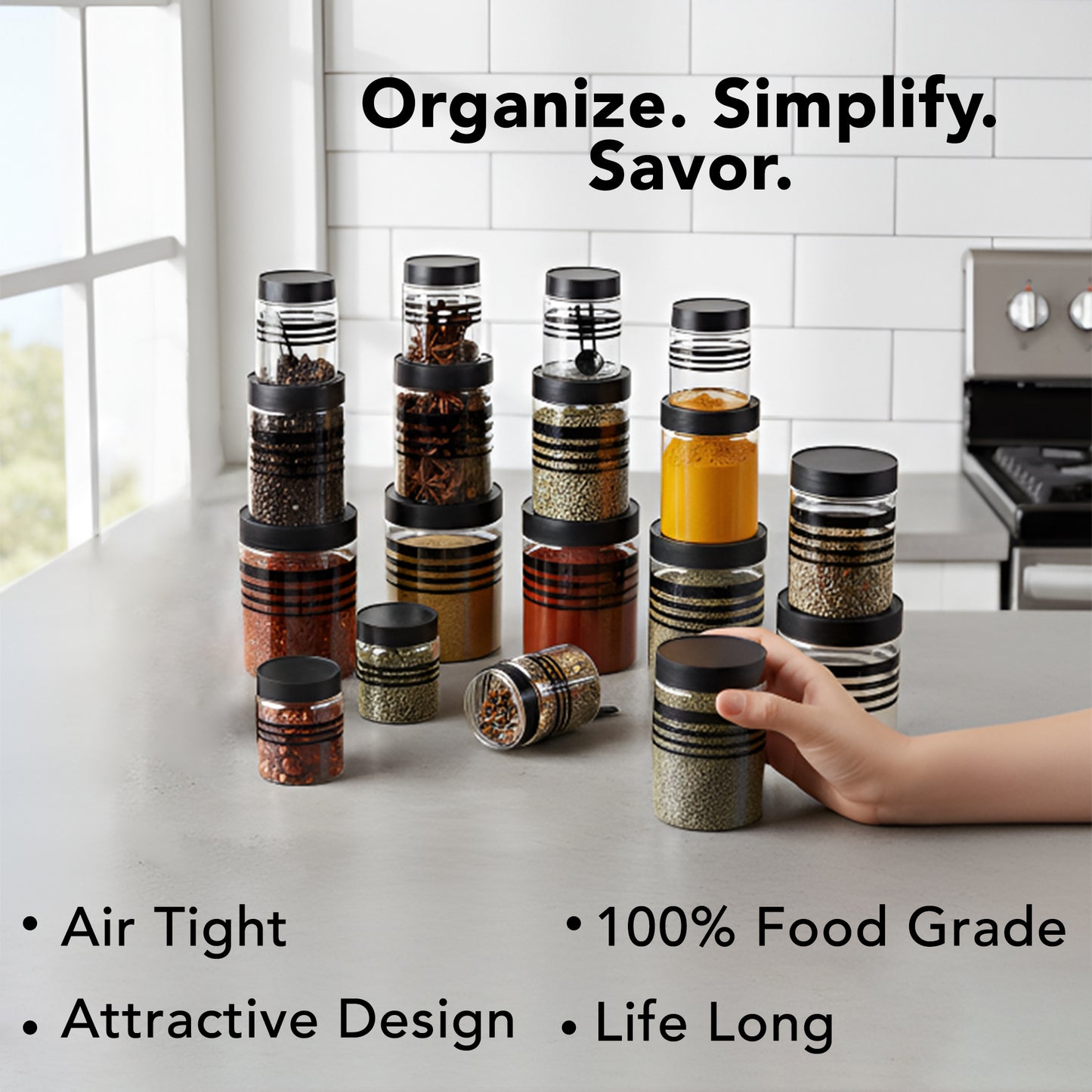 StackFresh Airtight Round Container Set, Transparent, BPA Free, Fridge & Freezer Safe Kitchen Storage Dabba BL 18PC