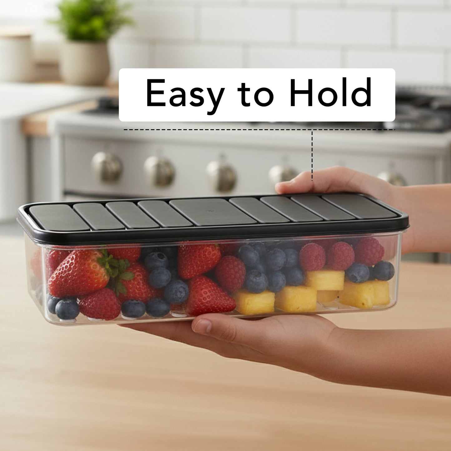 FreshTray Fridge Organiser Box with Drain Basket & Lid – BPA Free, Stackable, Freezer Safe Vegetable Storage Container.
