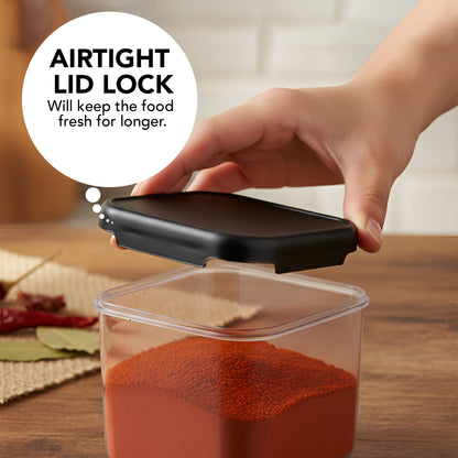 SealPro Airtight Square Container with Scoop – Silicone Lid, BPA Free, Freezer & Dishwasher Safe Kitchen Storage Box