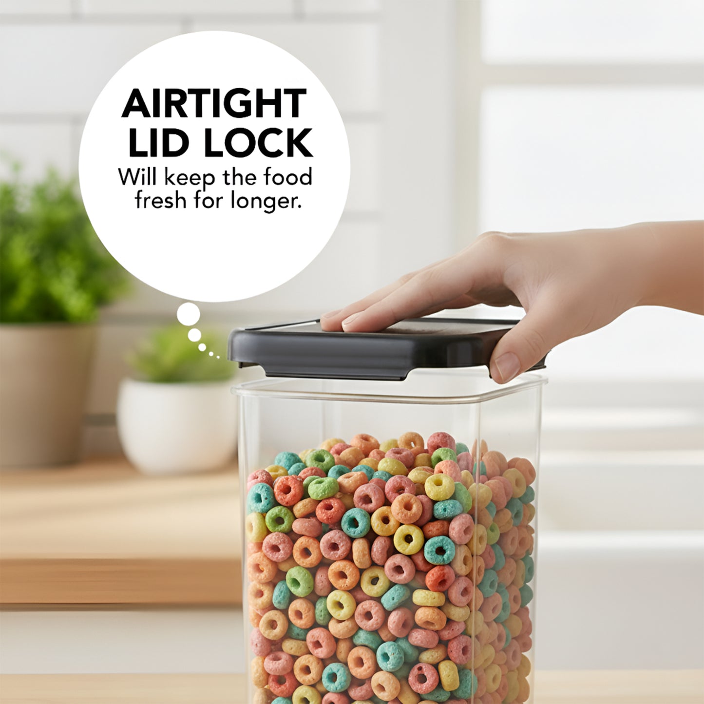 SealPro Airtight Square Container with Scoop – Silicone Lid, BPA Free, Freezer & Dishwasher Safe Kitchen Storage Box
