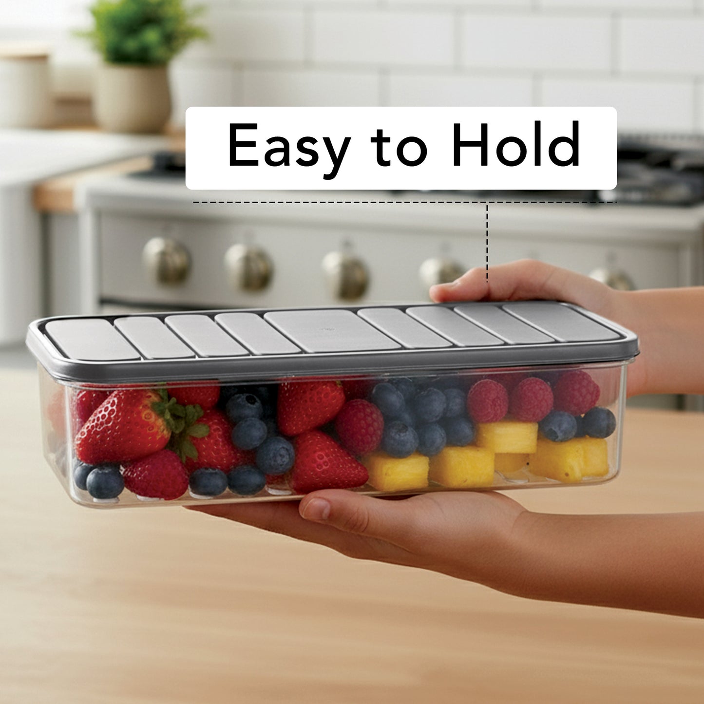 FreshTray Fridge Organiser Box with Drain Basket & Lid – BPA Free, Stackable, Freezer Safe Vegetable Storage Container. (Copy)