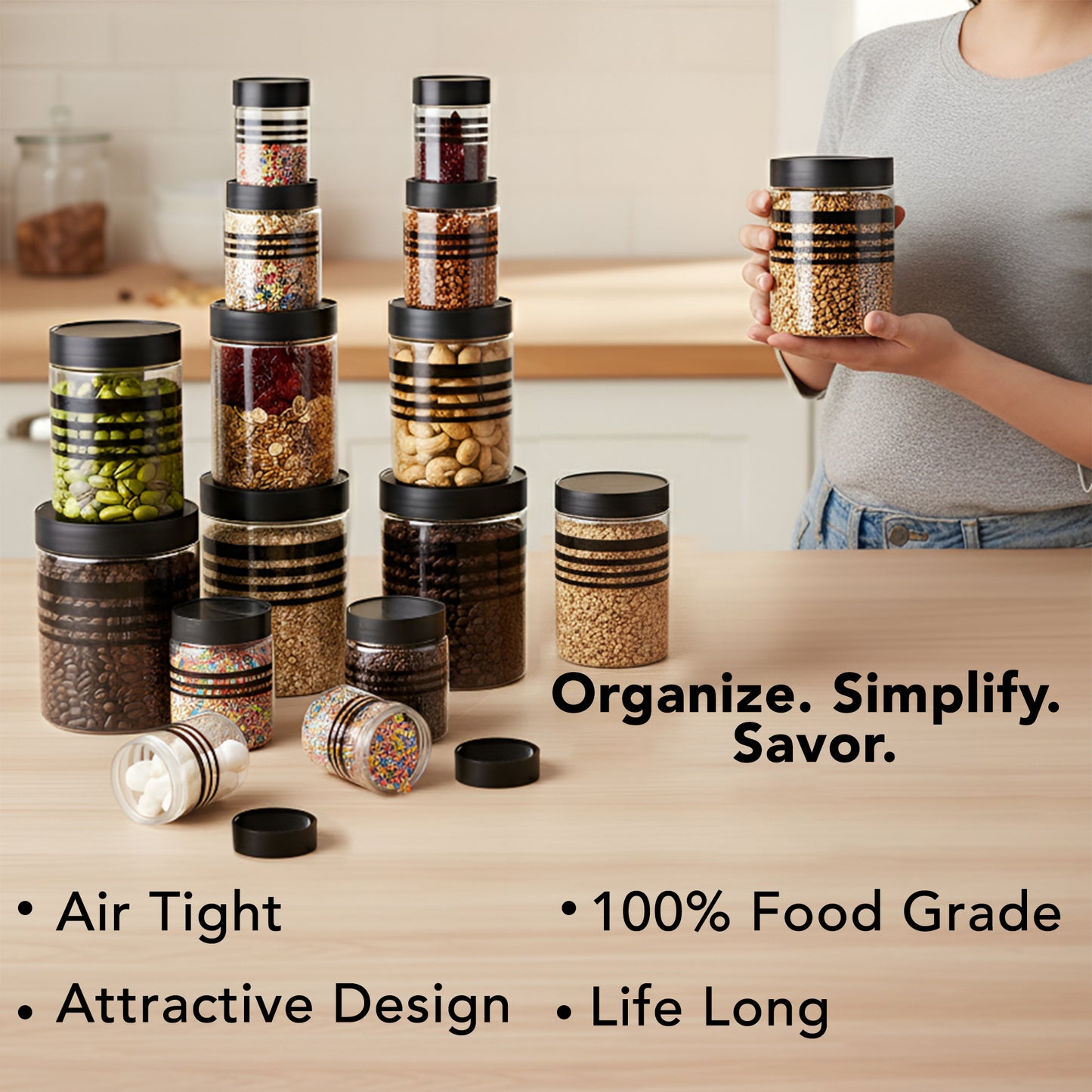 StackFresh Airtight Round Container Set, Transparent, BPA Free, Fridge & Freezer Safe Kitchen Storage Dabba BL 16PC