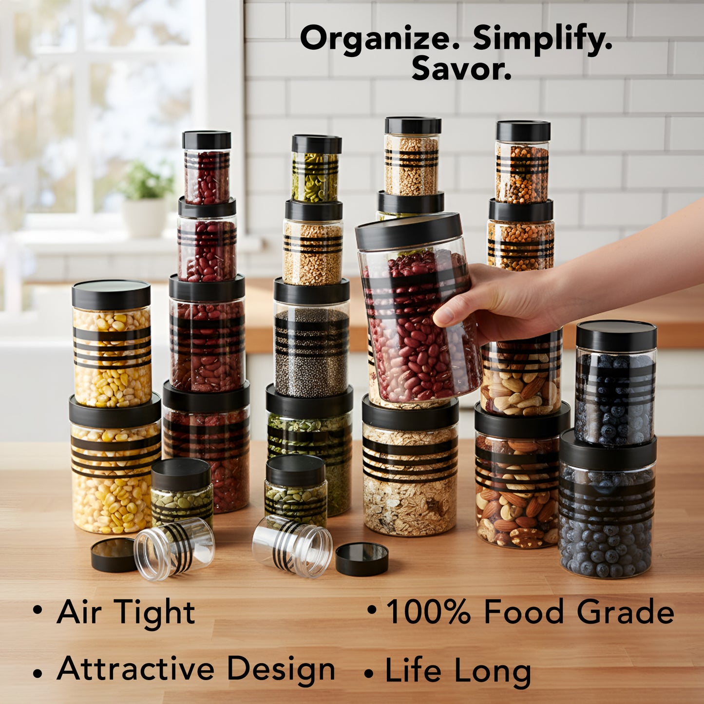 StackFresh Airtight Round Container Set, Transparent, BPA Free, Fridge & Freezer Safe Kitchen Storage Dabba BL 24PC