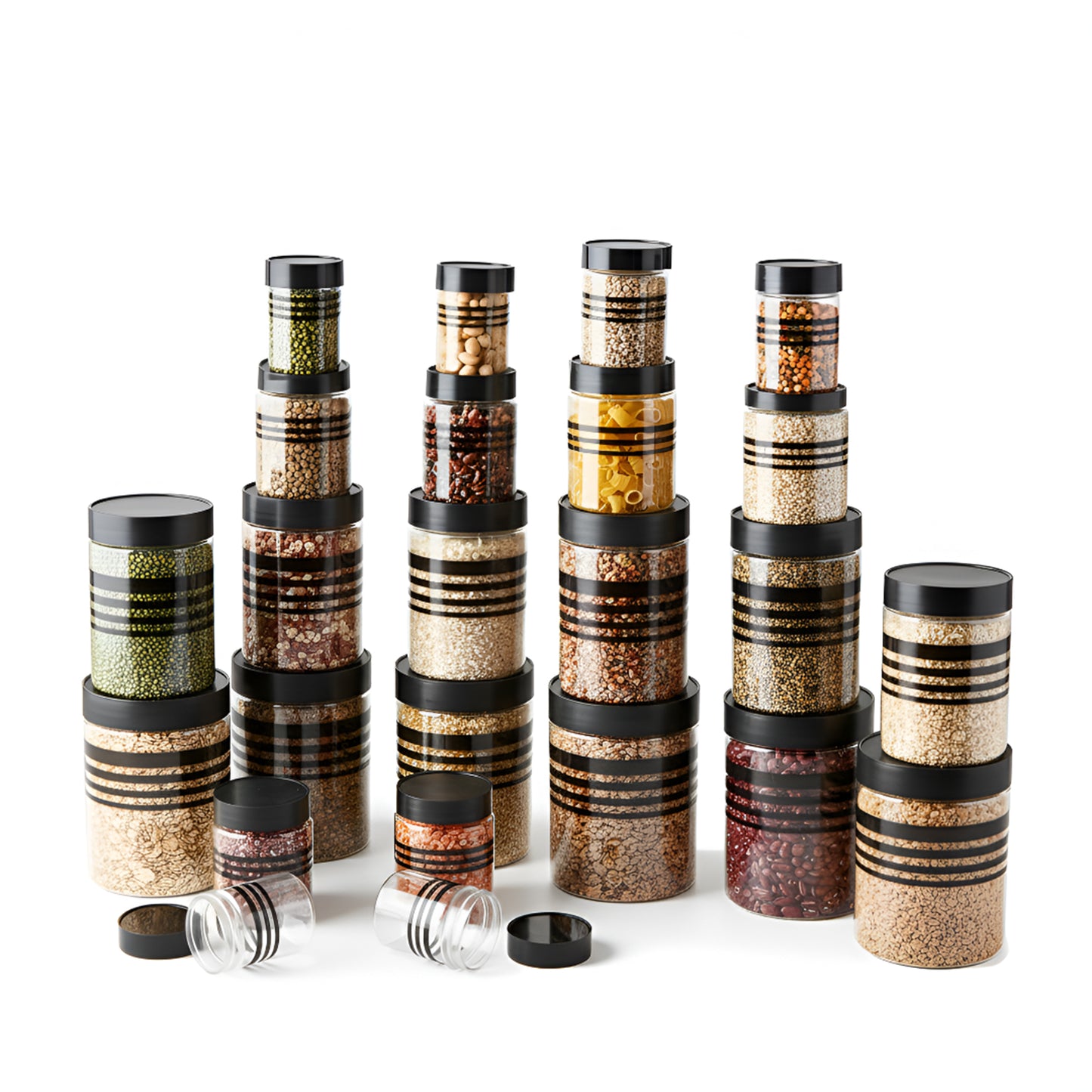 StackFresh Airtight Round Container Set, Transparent, BPA Free, Fridge & Freezer Safe Kitchen Storage Dabba BL 24PC