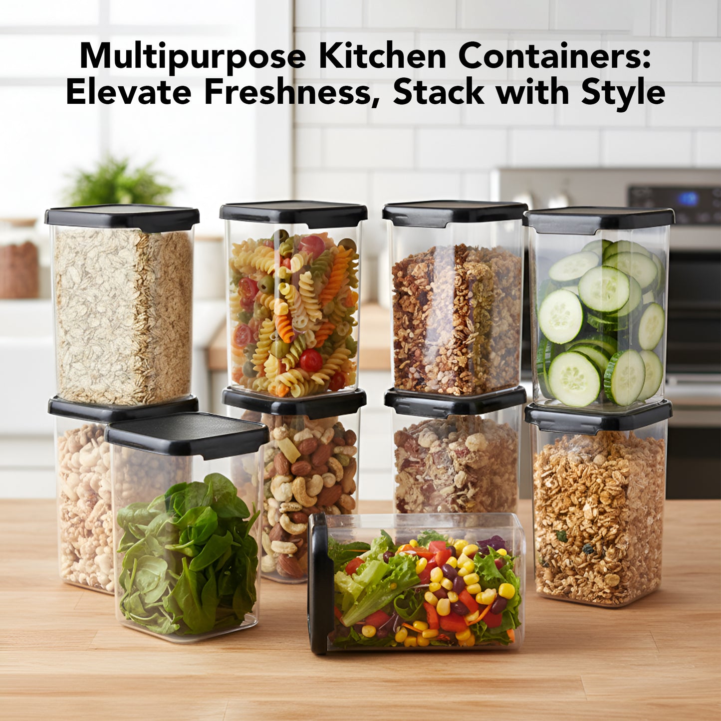 SealPro Airtight Square Container with Scoop – Silicone Lid, BPA Free, Freezer & Dishwasher Safe Kitchen Storage Box