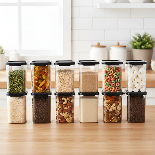 SealPro Airtight Square Container with Scoop – Silicone Lid, BPA Free, Freezer & Dishwasher Safe Kitchen Storage Box