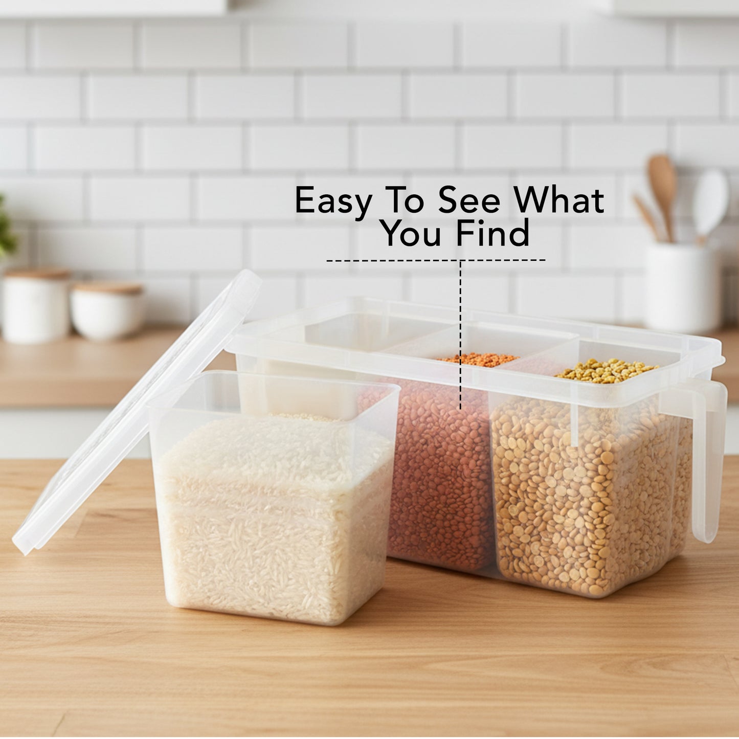 FreshGrid 5L Airtight Multi-Section Container – 6 Compartment Fridge Organiser, BPA Free, Freezer Safe Kitchen Storage Box