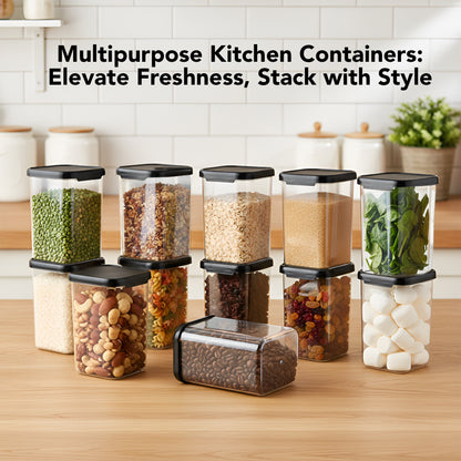 SealPro Airtight Square Container with Scoop – Silicone Lid, BPA Free, Freezer & Dishwasher Safe Kitchen Storage Box
