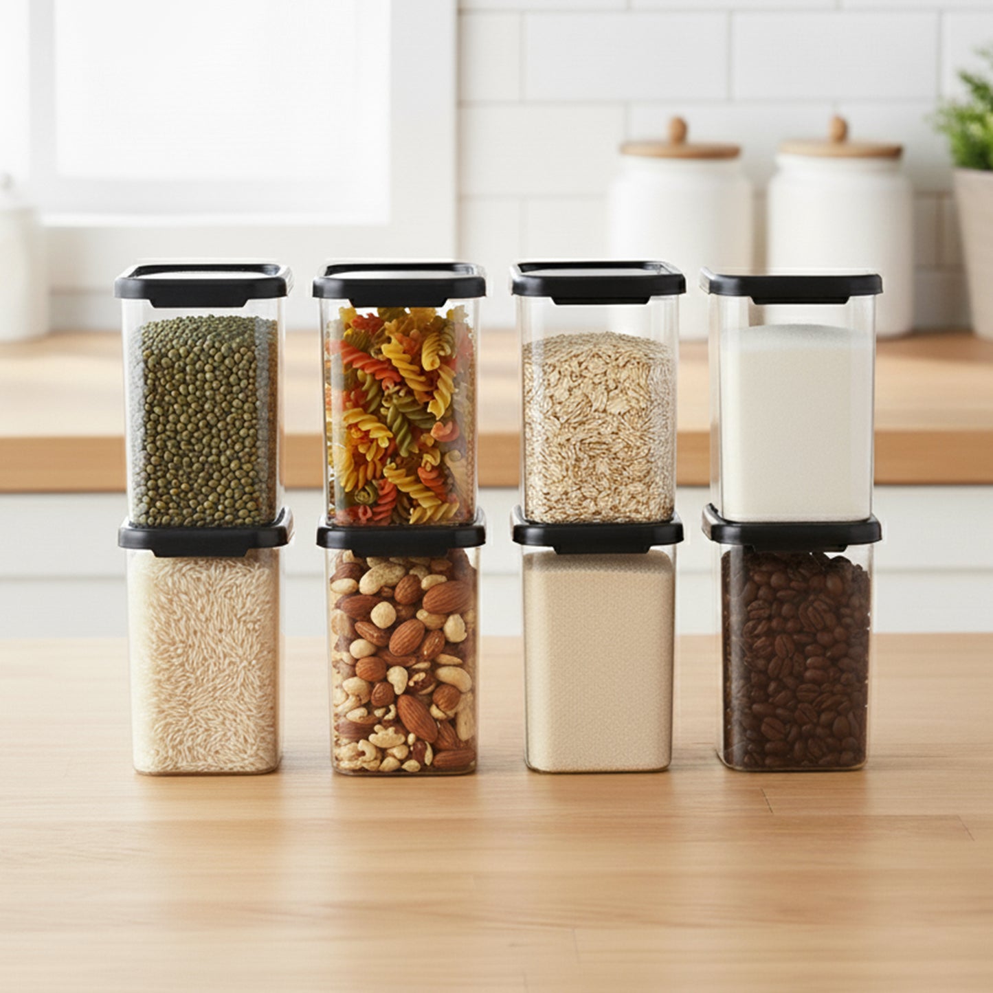 SealPro Airtight Square Container with Scoop – Silicone Lid, BPA Free, Freezer & Dishwasher Safe Kitchen Storage Box
