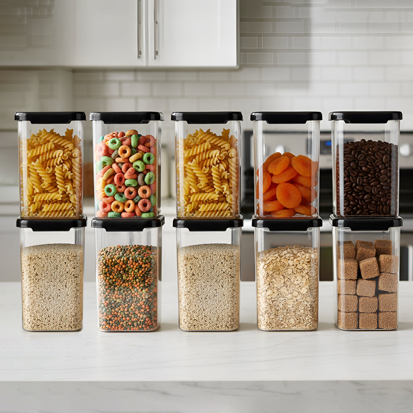 SealPro Airtight Square Container with Scoop – Silicone Lid, BPA Free, Freezer & Dishwasher Safe Kitchen Storage Box