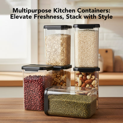 SealPro Airtight Square Container with Scoop – Silicone Lid, BPA Free, Freezer & Dishwasher Safe Kitchen Storage Box