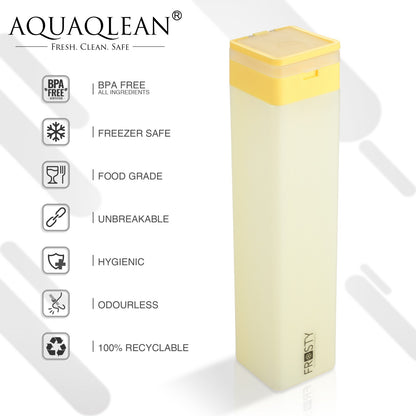 AQ India's 1st Square Flip Cap Bottle with Handle I 1000ml (6pcs Gift Set) I Food Grade & Reusable
