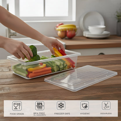 FreshTray Fridge Organiser Box with Drain Basket & Lid – BPA Free, Stackable, Freezer Safe Vegetable Storage Container.