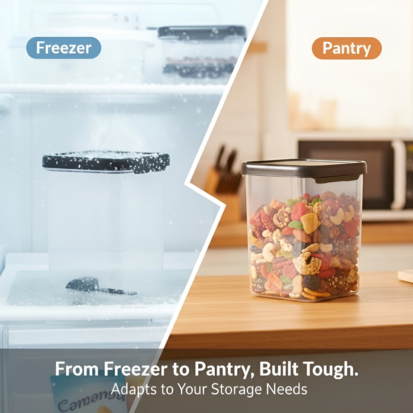 AirLock Tall Square Kitchen Container – Silicone Seal, Lightweight, Unbreakable, Food Grade Transparent Storage Box