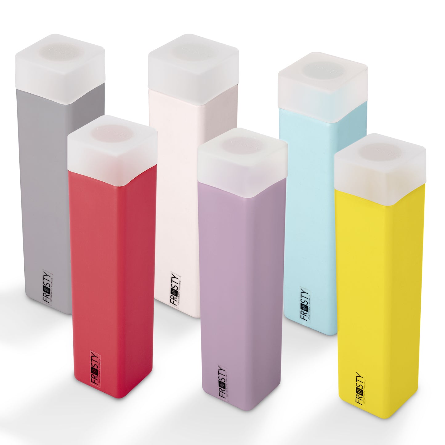 Aquaqlean Frosty Plastic Fridge Water Bottle - EUROPEAN (Multicolor 6 pcs set) I Food Grade I Gift Set I Gym Use I Office Use I Home Use