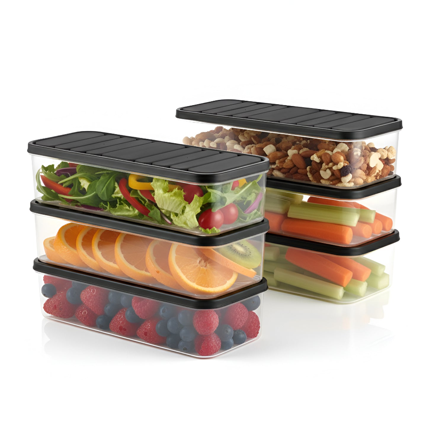FreshTray Fridge Organiser Box with Drain Basket & Lid – BPA Free, Stackable, Freezer Safe Vegetable Storage Container.
