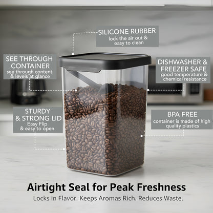 AirLock Tall Square Kitchen Container – Silicone Seal, Lightweight, Unbreakable, Food Grade Transparent Storage Box