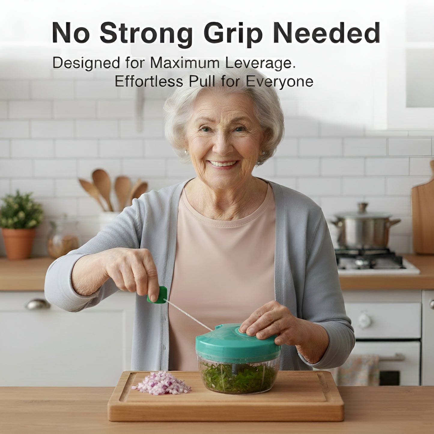 SwiftChop 2-in-1 Hand Pull Chopper – No-Tears Onion Cutter, BPA Free Manual Food Chopper with String Pull.